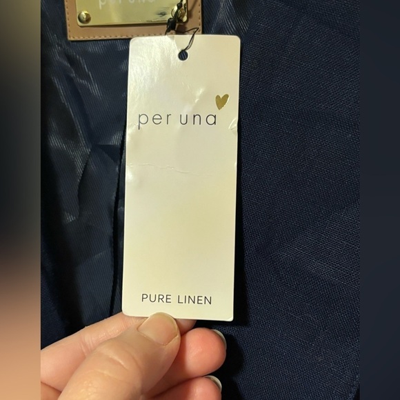 NWT- Per Una- Linen Button up Jacket in Midnight Blue - Picture 4 of 7